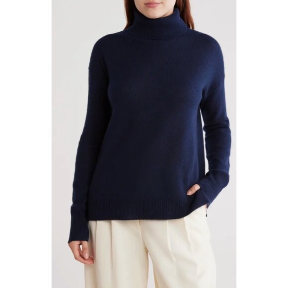 NWT Nordstrom Blue Cashmere Blue Turtleneck sweater size XL - Picture 1 of 8